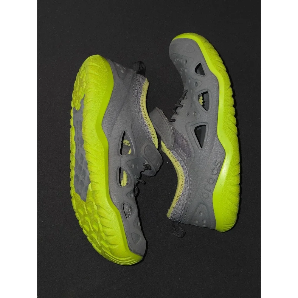 Kids Crocs Water Shoes Sandals Gray Lime‎ Green Size J3 Clogs